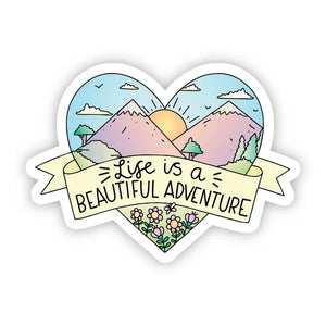 Life Is A Beautiful Adventure Heart Nature Sticker