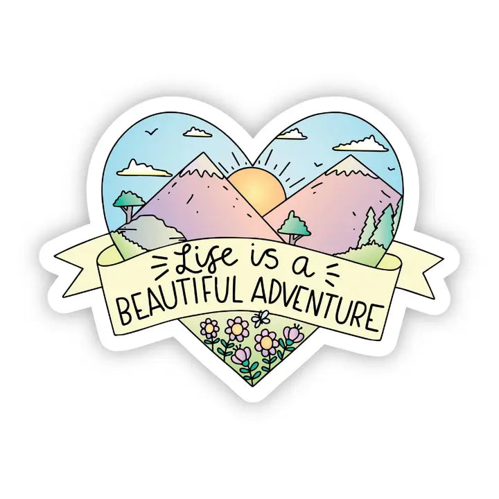 Life Is A Beautiful Adventure Heart Nature Sticker