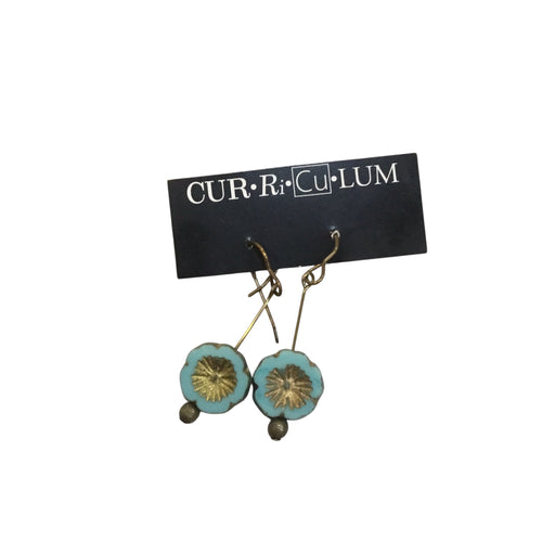 Light Blue 3 Hawaiian Flower Glass Earrings