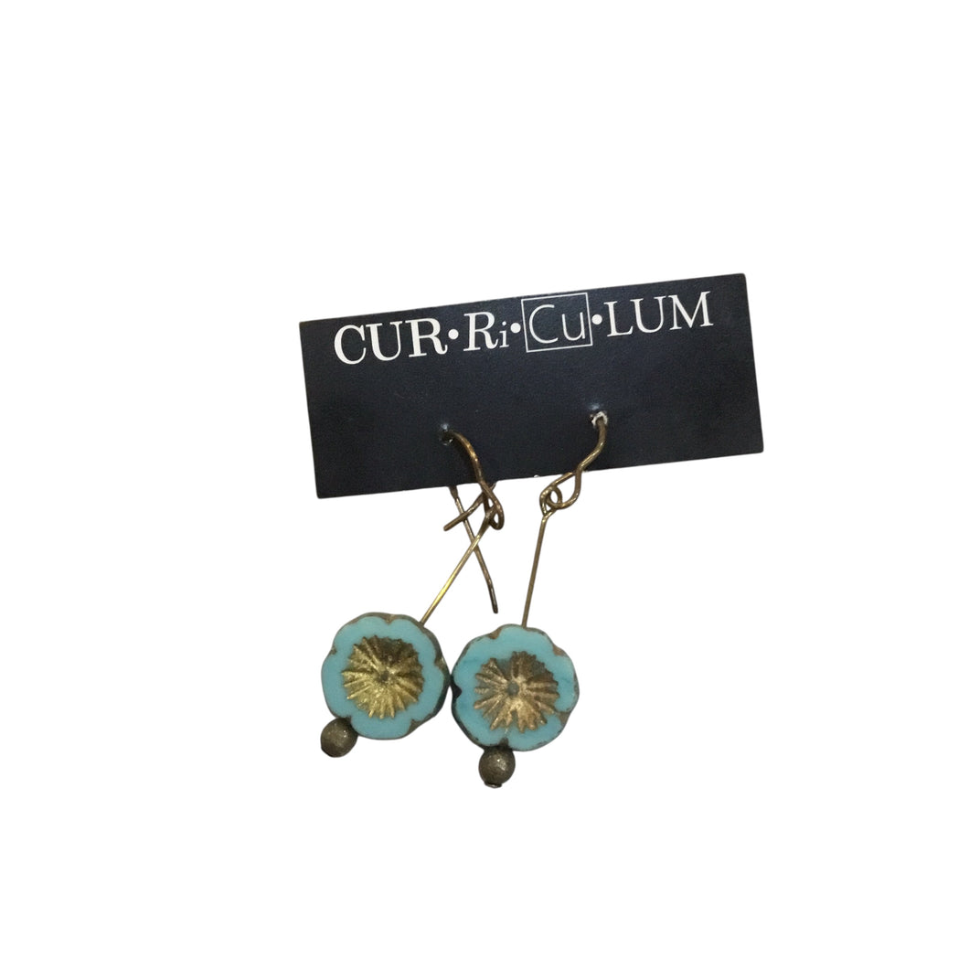 Light Blue 3 Hawaiian Flower Glass Earrings