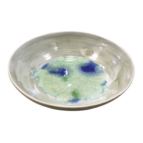 Large Statement Bowl with Cobalt and Sage Green