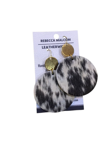 Cowhide Black Earrings - Large