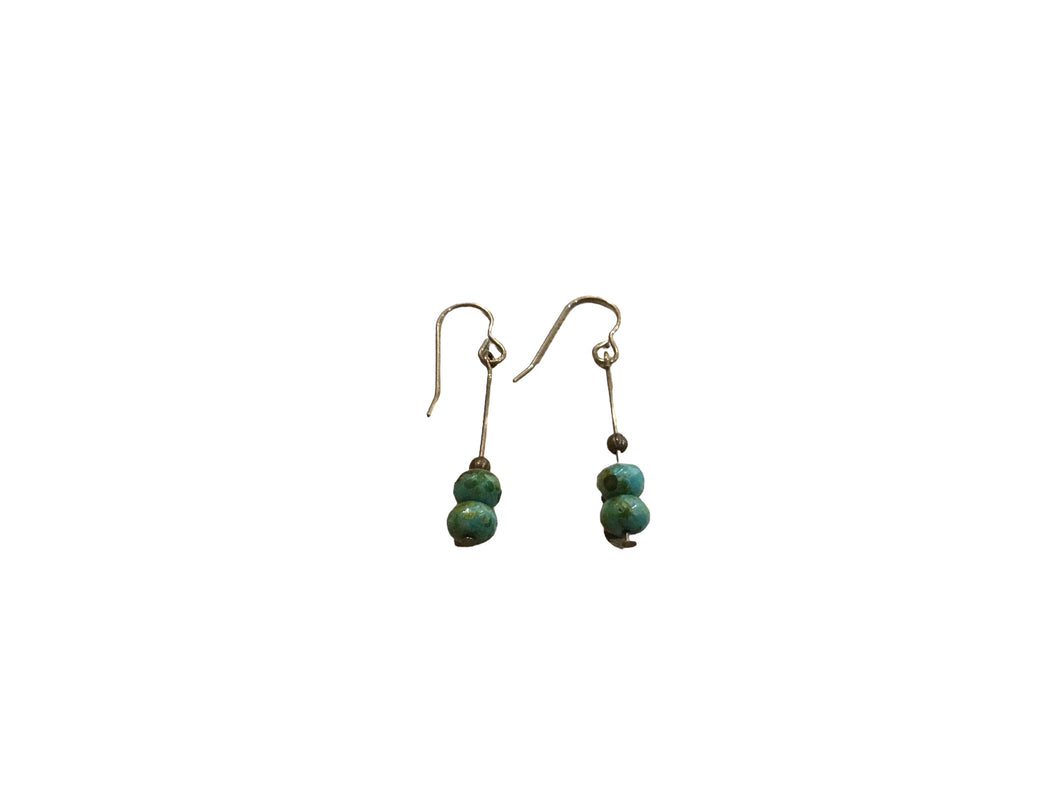 Capri blue and green Czech bead earrings