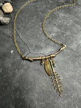 Branch Necklace Aquamarine Gold Leaf Charm Nature Botanical: 16