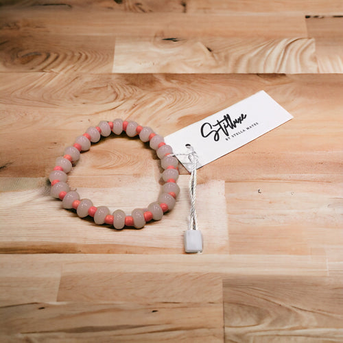 Pink and coral stretch bracelet