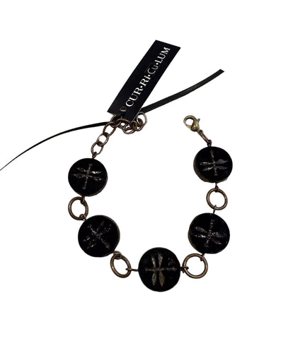 Black Dragonfly Bracelet--Czech Glass Beads