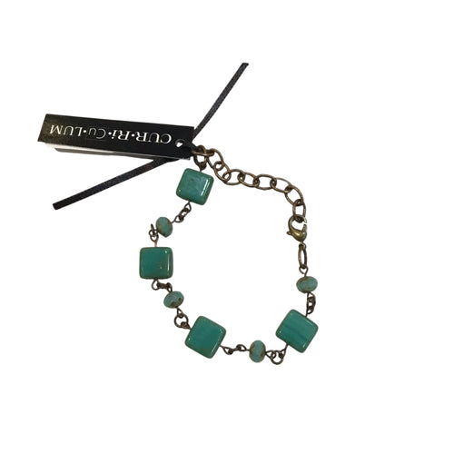 Teal Square Czech Glass Bracelet