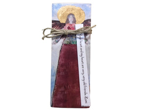 Small Wood Block Angel "Your heart and my heart are very, very old friends."