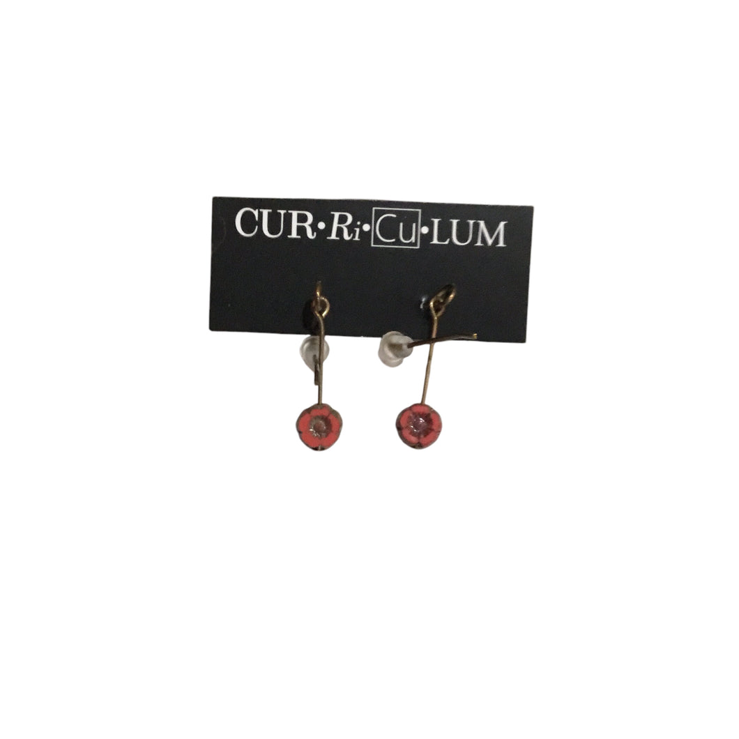 Mini Coral Czech Glass on Stem Earrings