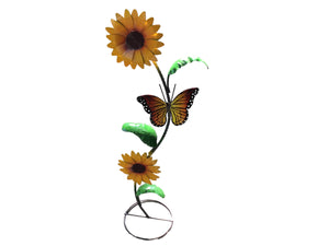 Double sunflower with butterfly