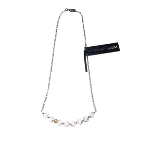 White and Gold Mixed Czech Glass Necklace