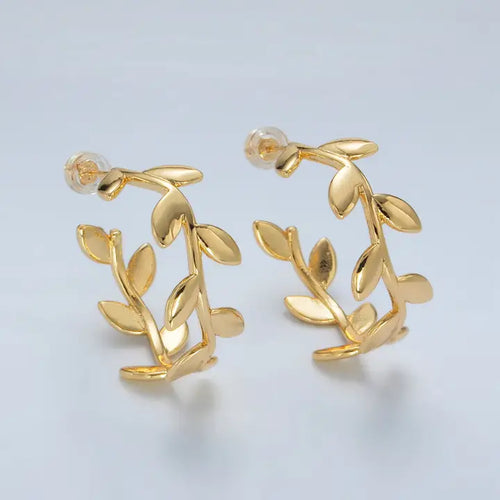 24k Gold Filled Leaf Hoops