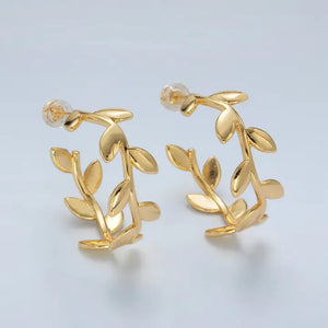 24k Gold Filled Leaf Hoops