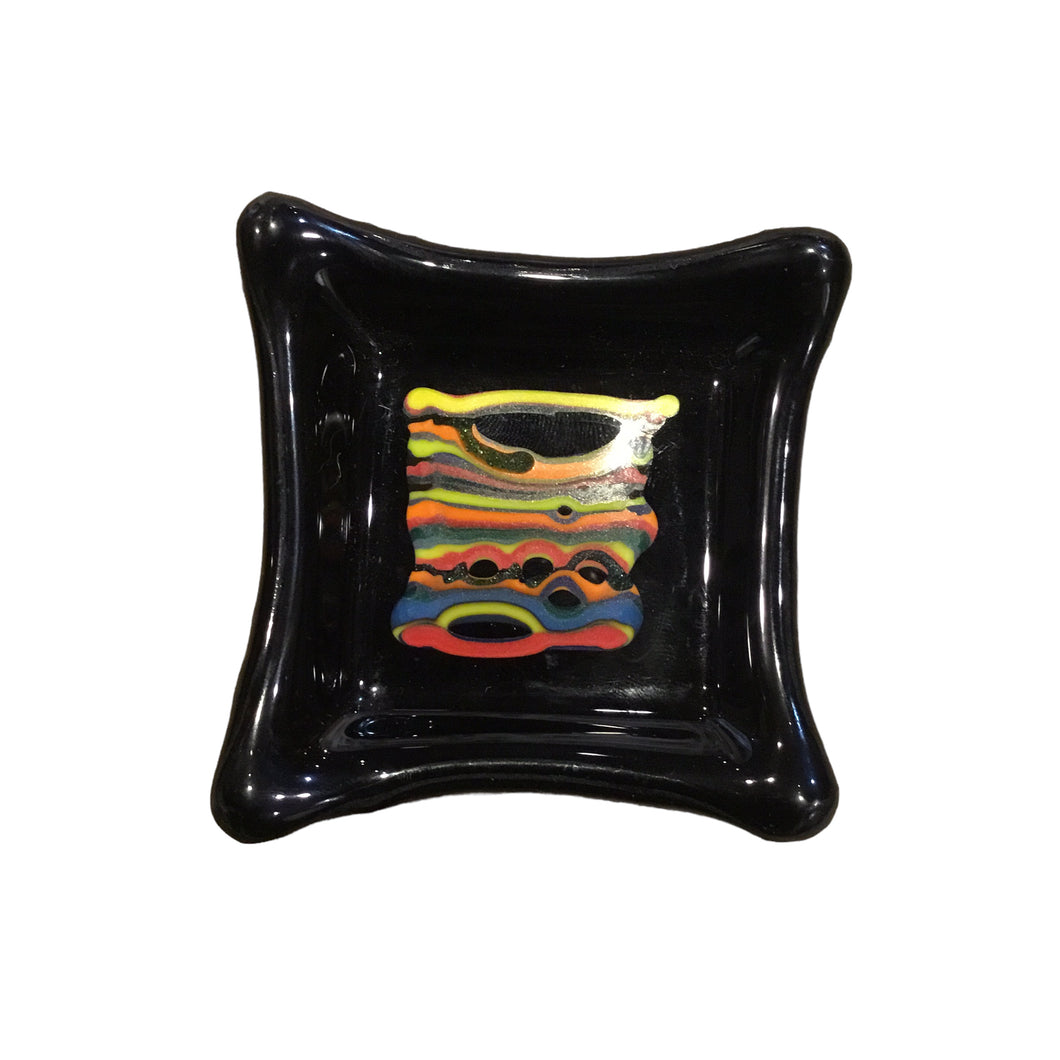 Dainty Dish--Black with Stripes