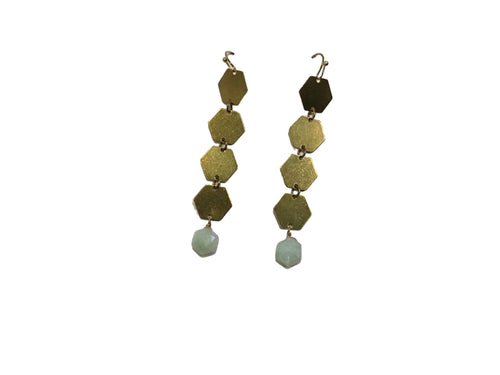 Amazonite and Brass Dangle Earrings