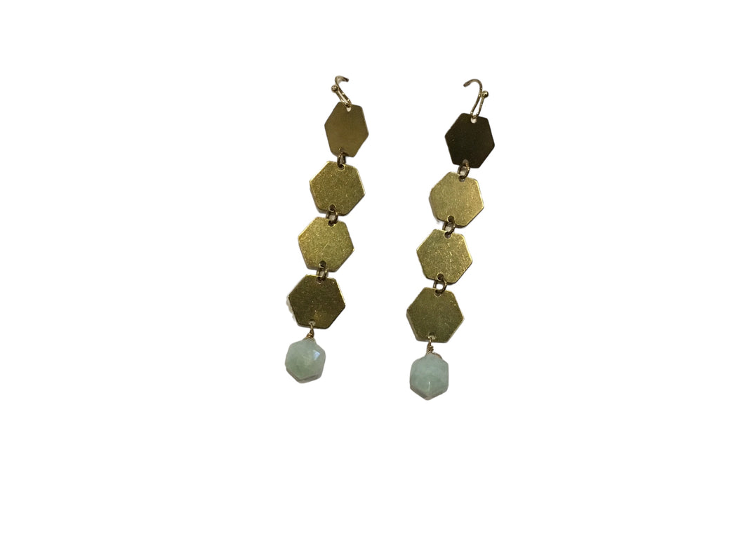 Amazonite and Brass Dangle Earrings