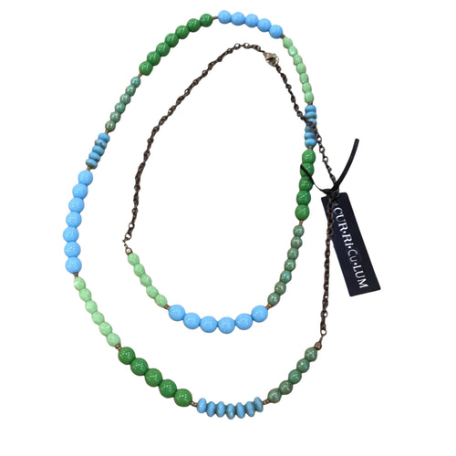 Kelly Green, Sky Blue Czech Glass Necklace