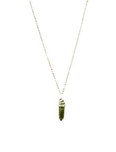 Small Wire-Wrapped Quartz Crystal Necklace