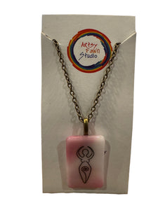 Fused Glass Necklaces--Pink Woman
