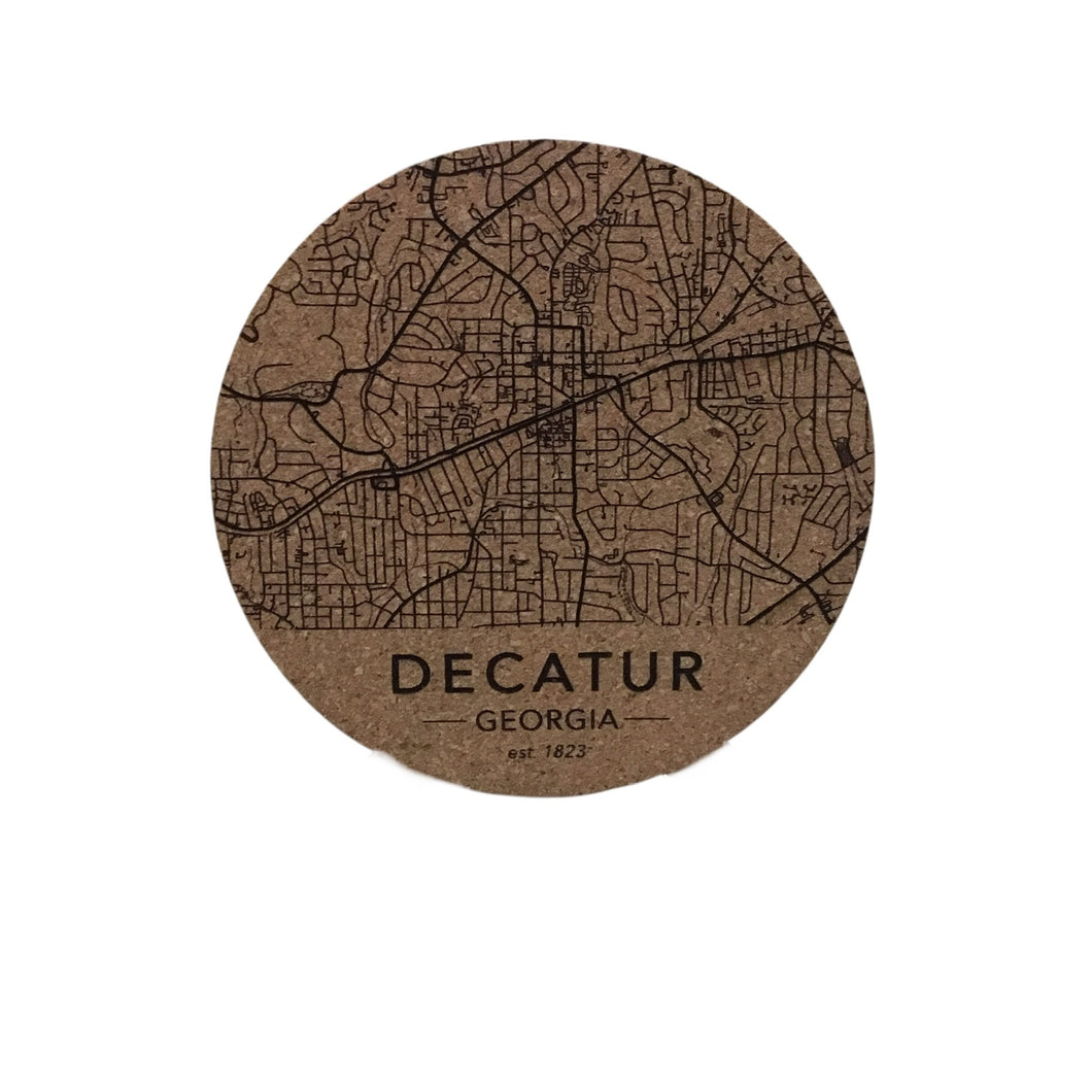 Decatur Map Cork Coaster