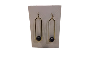 Amethyst and Brass Gemstone Wrapped Earrings
