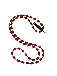 44" Red Square Necklace--Czech Glass Beads
