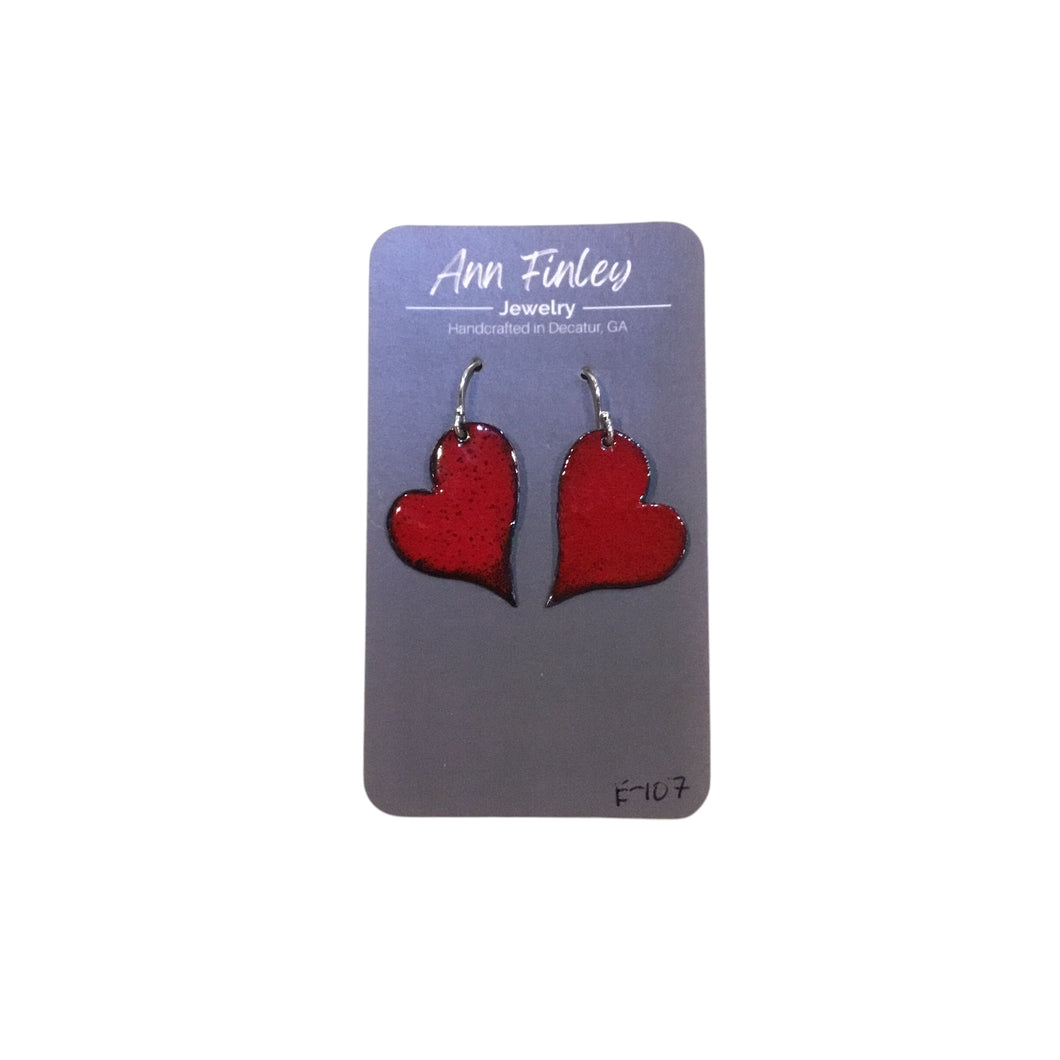 Red Enamel Heart Earrings