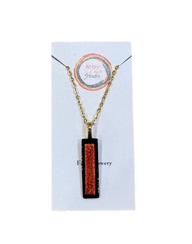Dichroic Fused Glass Necklace--Red and Black