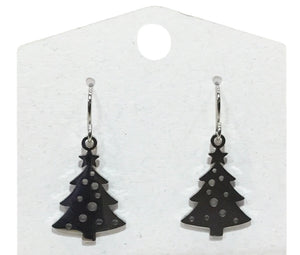 Silver Christmas Tree Earrings