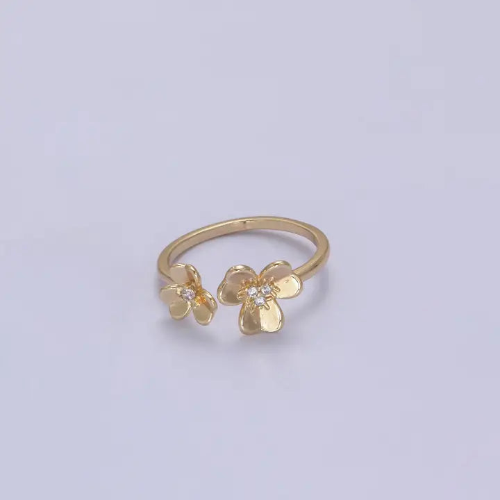 Dainty Minimalist Micro Pave Gold/Silver Flower Ring