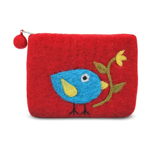 Single Bird with Flower Coin Purse