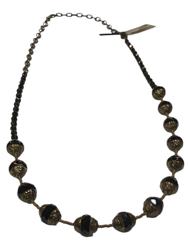 Black and Bronze Czech Glass Necklace 31