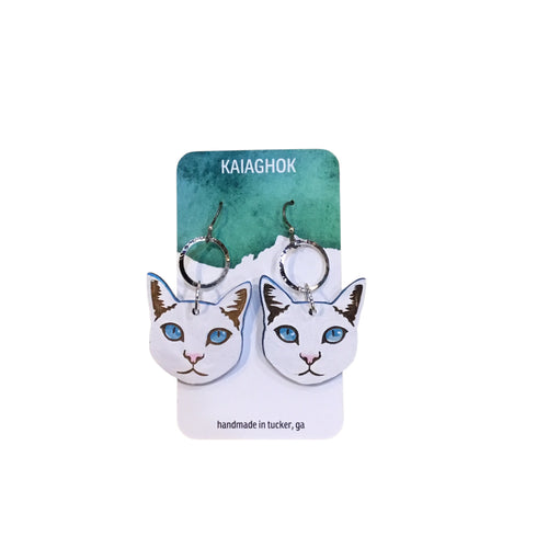 Cat Earrings - White