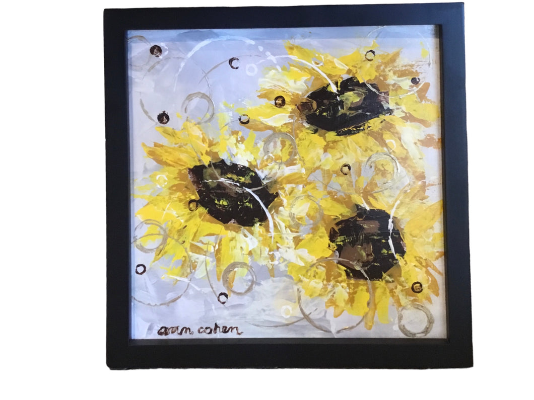 Dancing Sunflowers w/black frame
