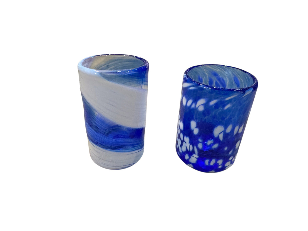 White and Blue Shot Glass