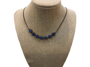 Denim blue Czech glass short necklace 18"