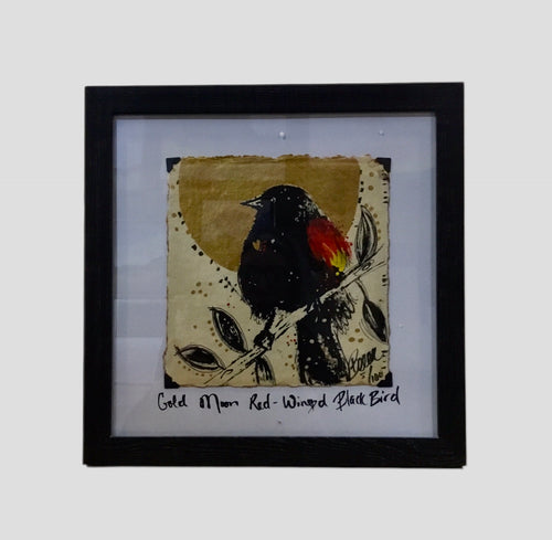 Gold Moon Red-winged Black Bird