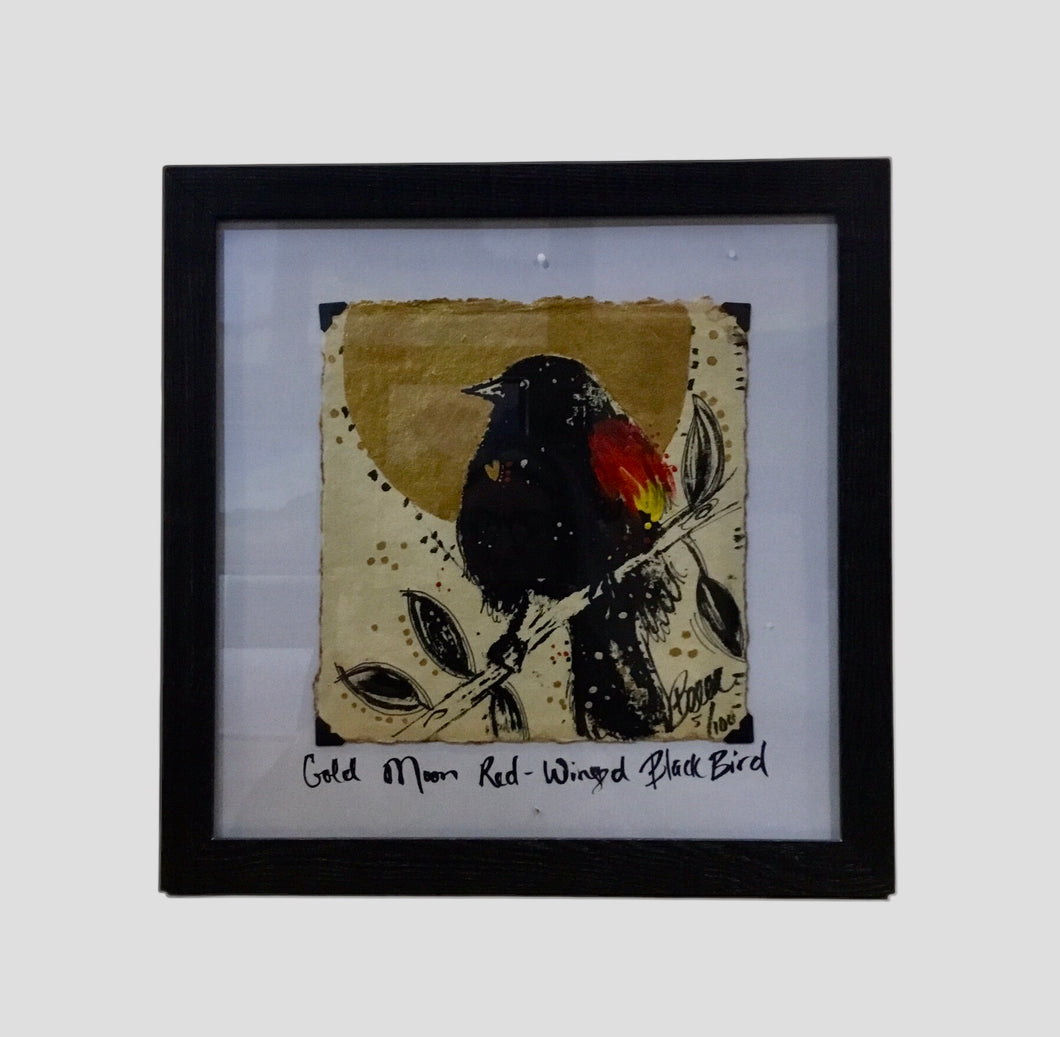 Gold Moon Red-winged Black Bird