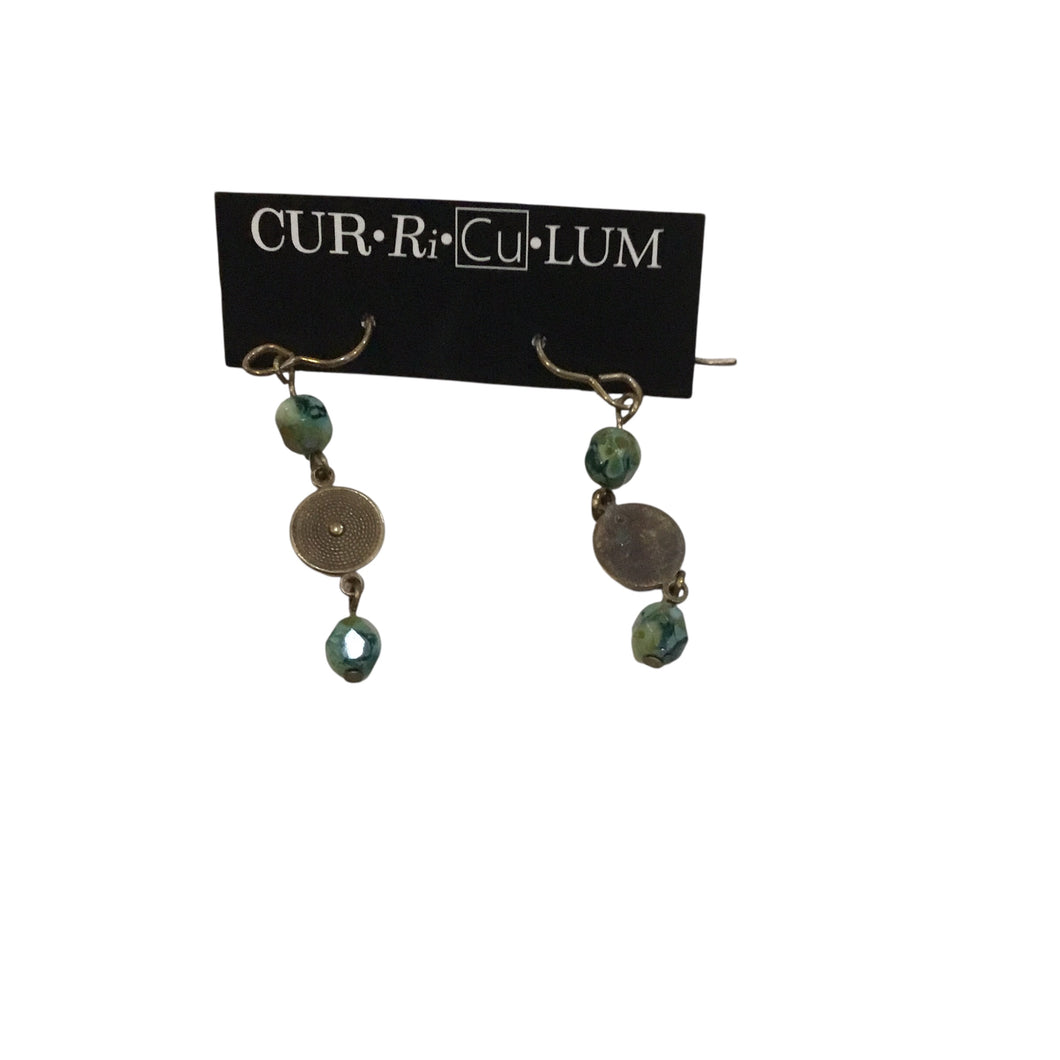 Blue & Green Czech Glass Earrings