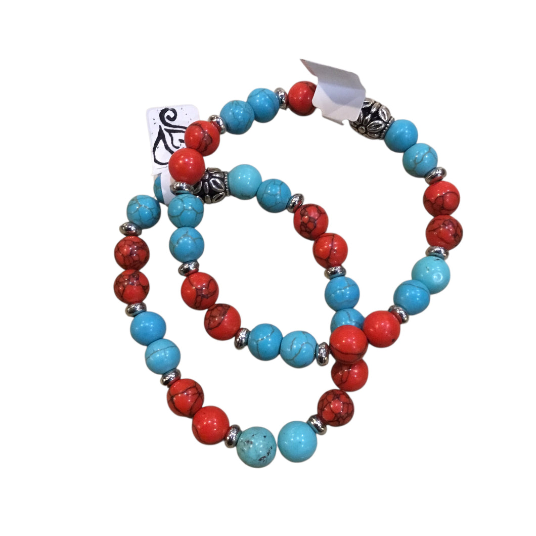 Bead Bracelet - Turquoise/Red