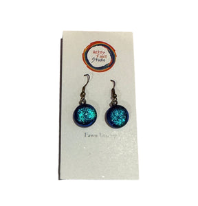 Dichroic Fused Glass Earrings--Turquoise