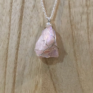 Medium Rose Angel Aura Quartz Pendant