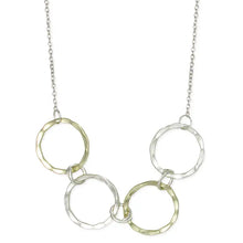 Silver Gold Hammered Circles Necklace