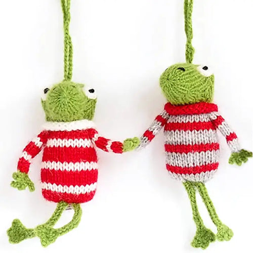 Handmade Knit Frog Ornament