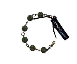 Green Melon Bead Bracelet--Czech Glass Beads
