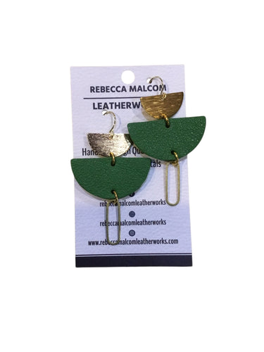 Halfmoon with Brass Earrings - Kelly Green