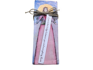 Small Wood Block Angel "Love is the bridge between you and everything."