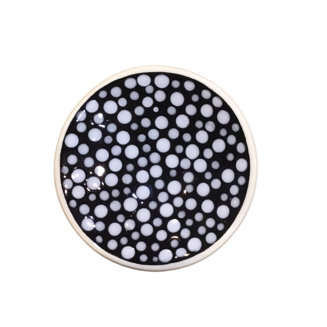Small B&W Polka Dot Footed Bowl