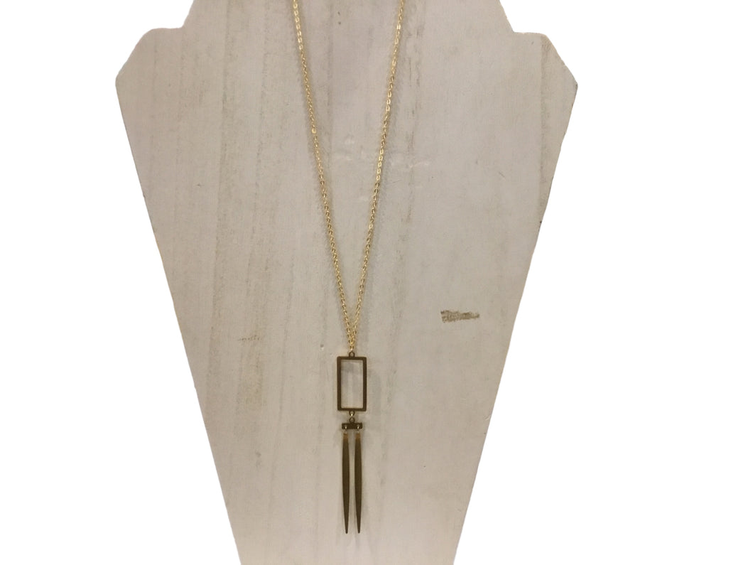 Brass Square with Dangles Maxi Pendant