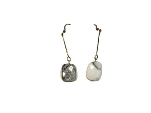 Dendritic Opal and Brass Dangle Earrings